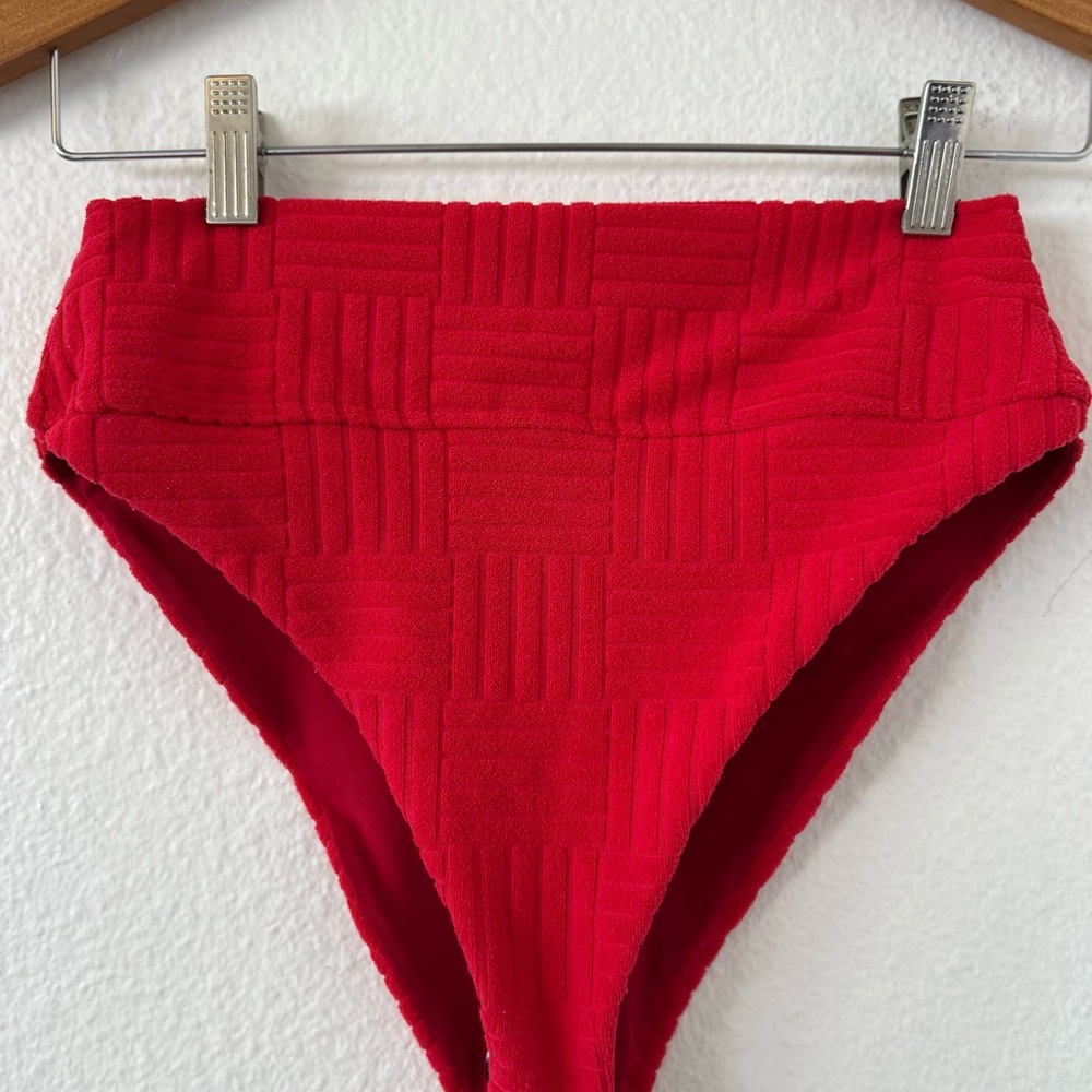 Beach Riot Highway Highwaist Terry Red Bikini Bottoms Size M - Picture 6 of 10